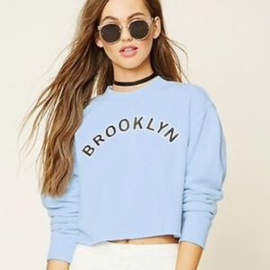 NEW Light Blue Cropped Hoodie "Brooklyn"