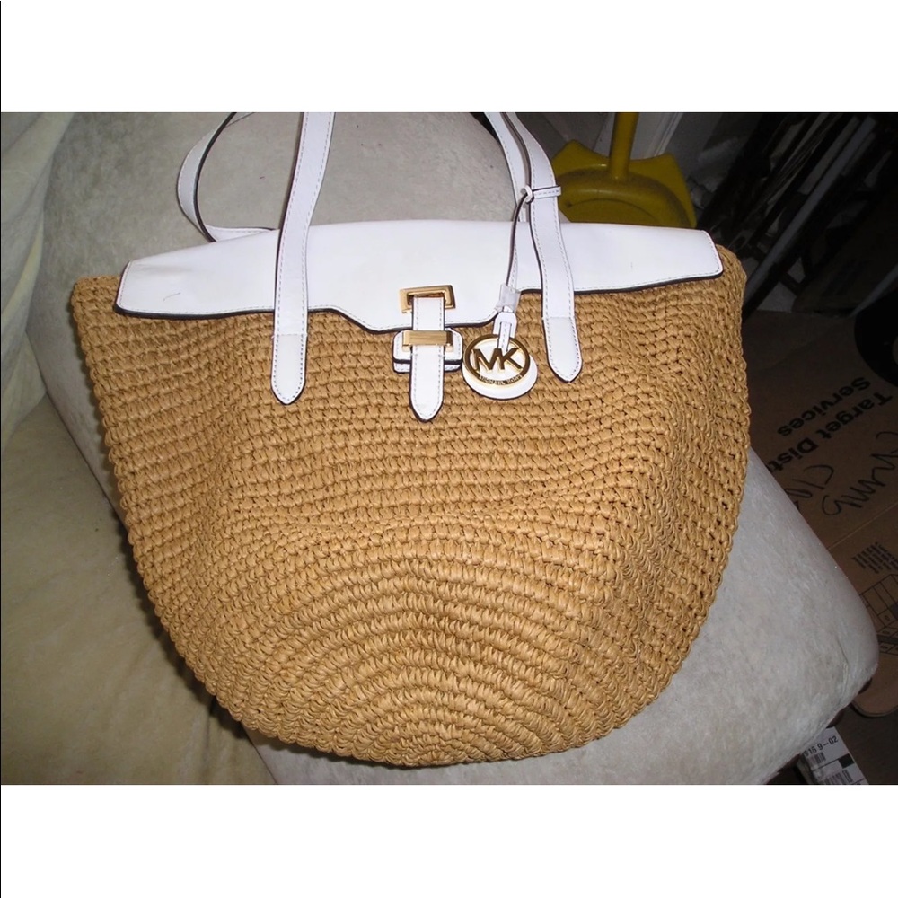 Michael Kors straw handbag authentic