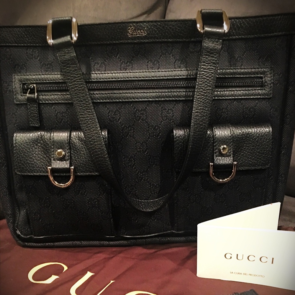 AUTH. GUCCI GUCCISSIMA ABBEY POCKET TOTE