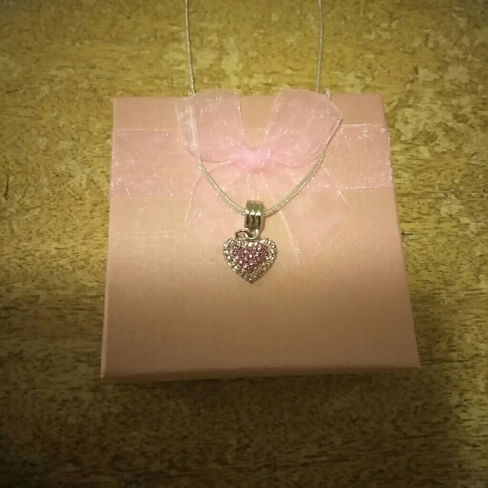 Beautiful handmade pink heart necklace!