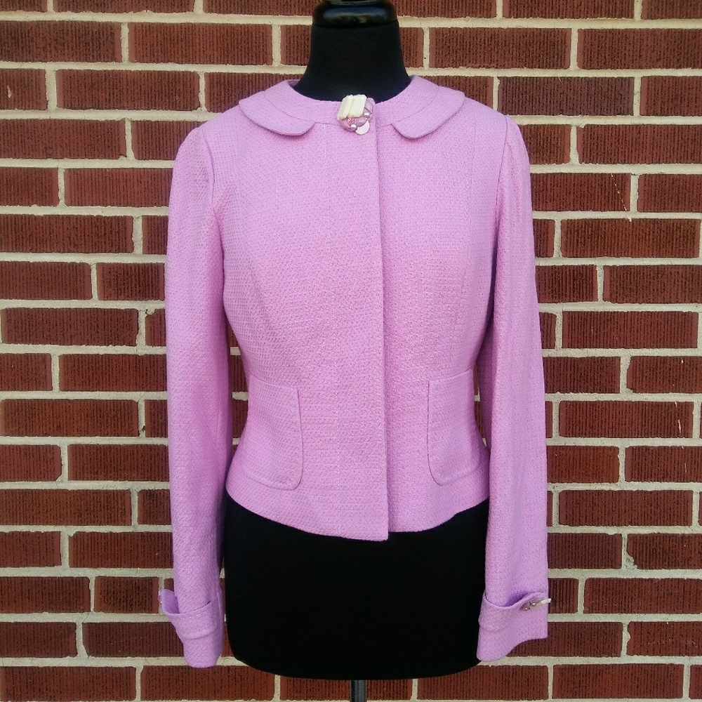 Etcetera Womens Waffle Textured Blazer Embellished