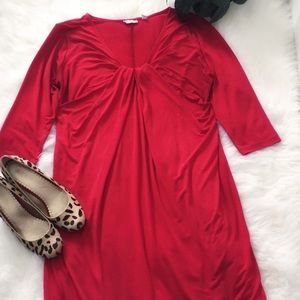 Red Knee Length Dress w/3/4 Length Sleeves 📦