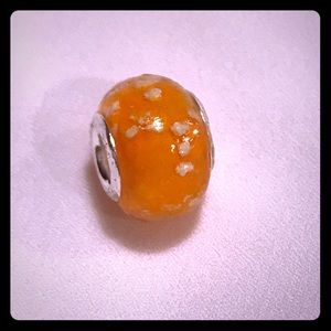 Orange Speckled Glass Bead Charm