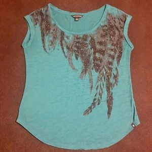 R&R teal burnout top