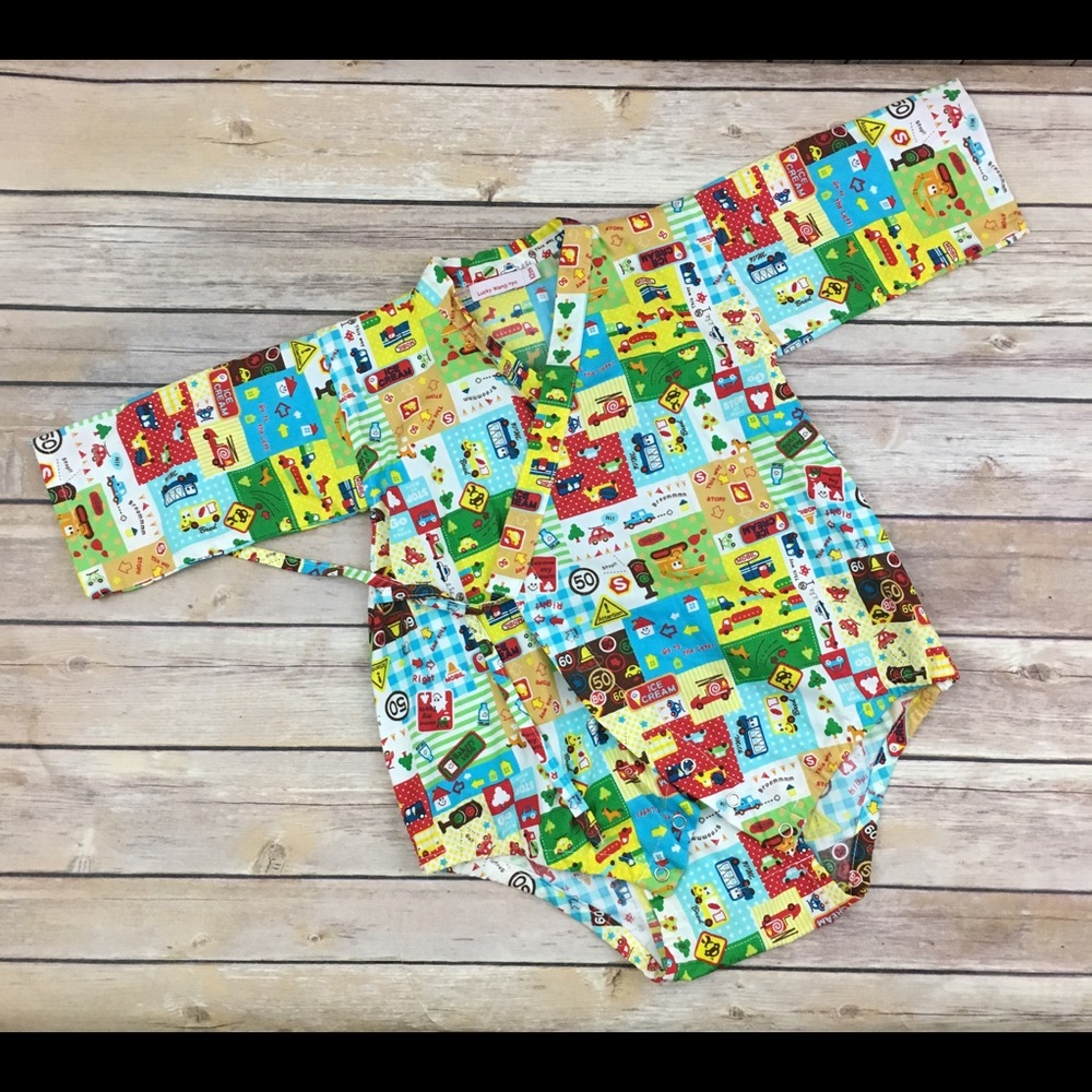 Lucky Wang NYC Baby One Piece Kimono Cars Trucks