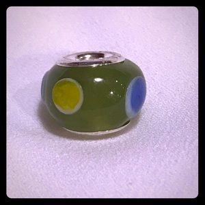 Green and Blue Dots Glass Bead Charm