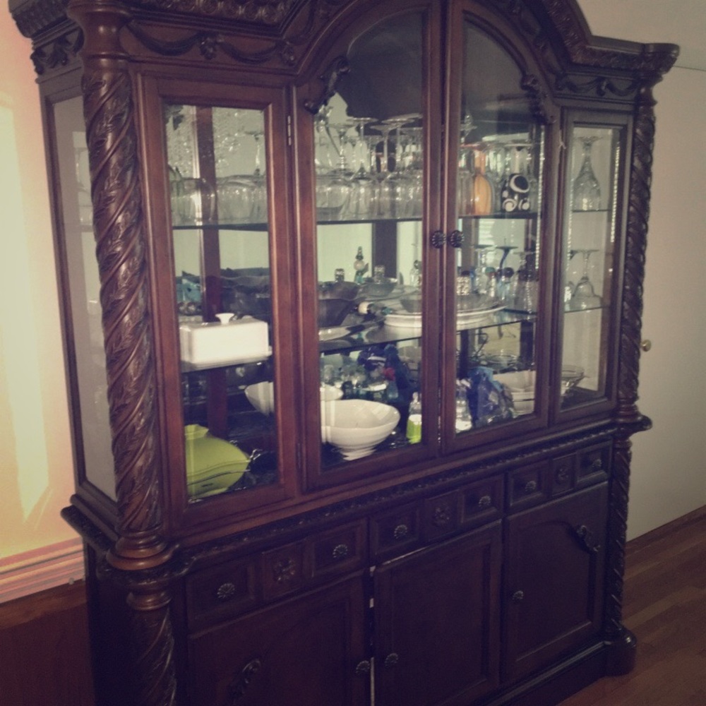 Brown China cabinet
