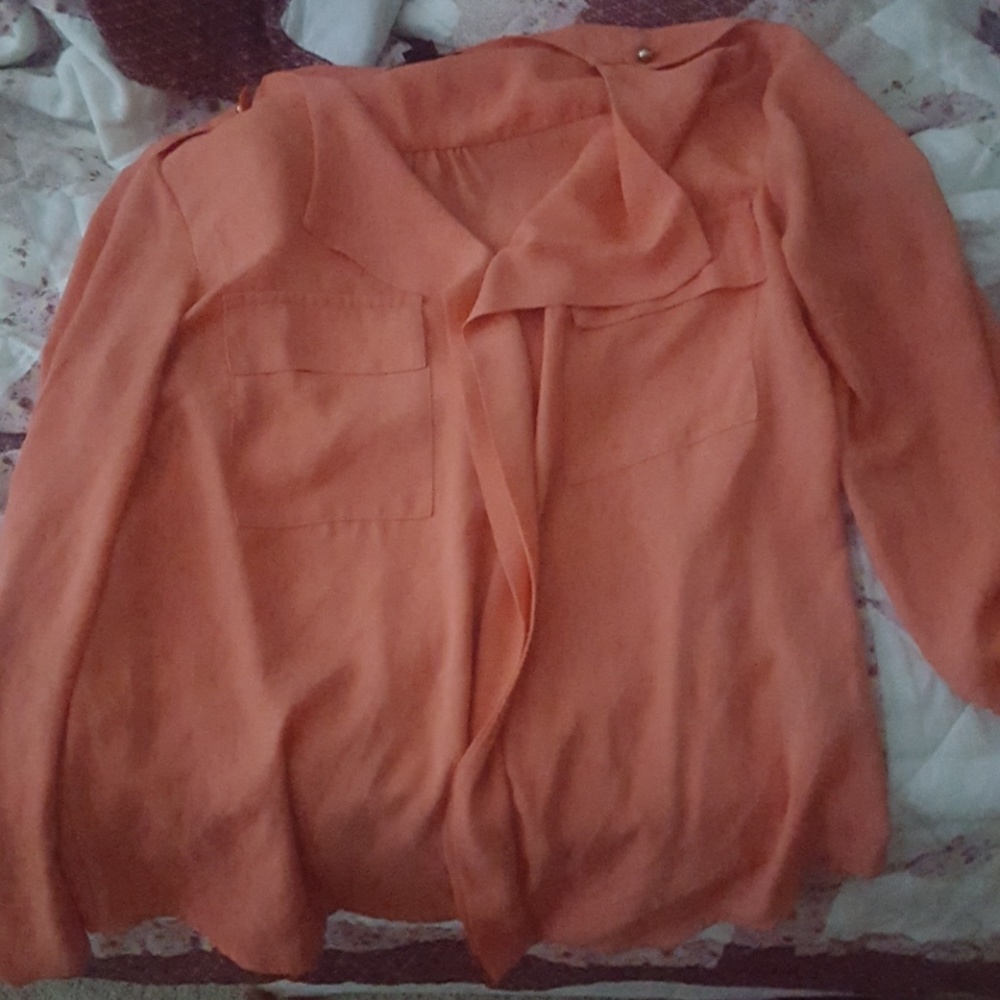 Button down blouse.  Coral