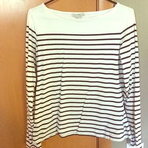 Black & white stripped, boat neck