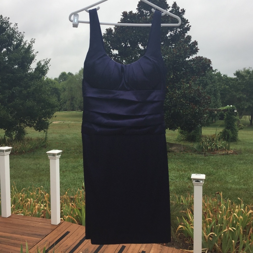 Windsor Indigo Satin Cocktail Dress - Picture 2 of 4
