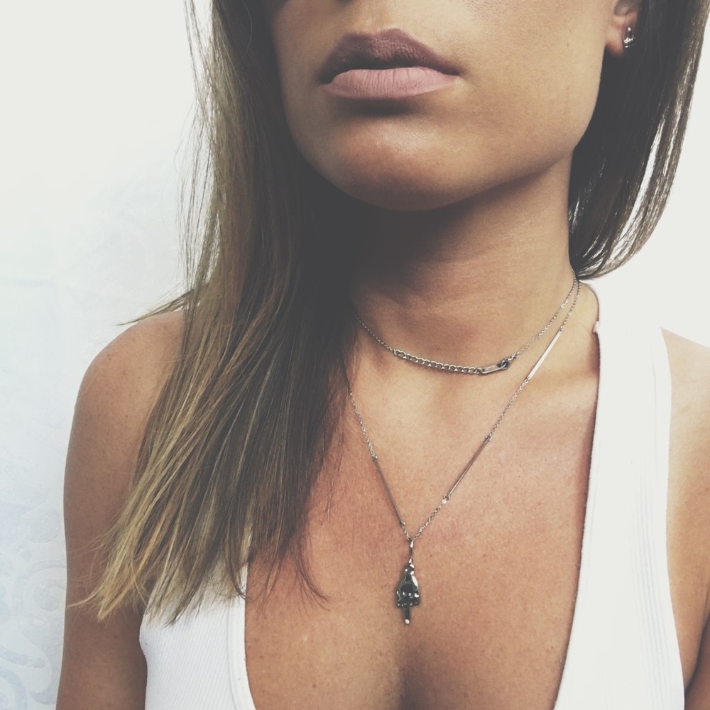 Middle Finger Wrap Dainty Choker Rose Gold Silver