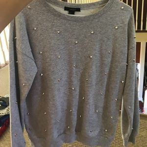 Heather grey studded crew neck