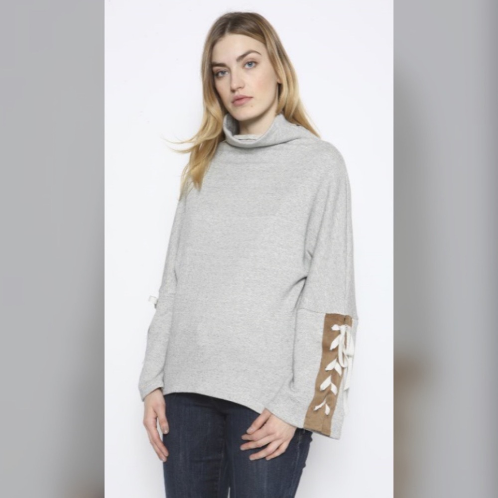 DREW James lace up sweater in saddle
