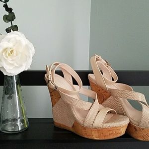 BCBG tan wedges size 7