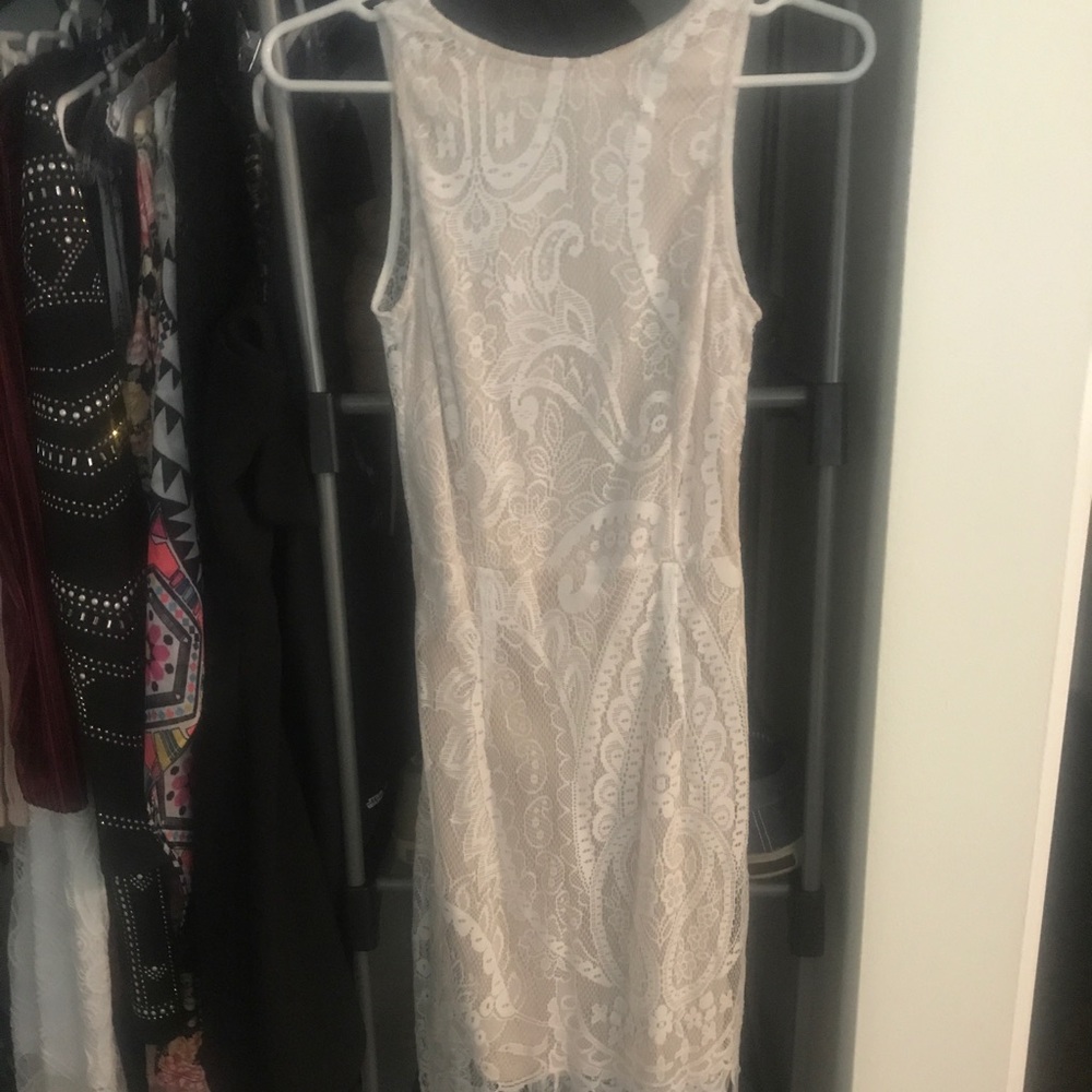 White Lace Dress Rehearsal Dinner