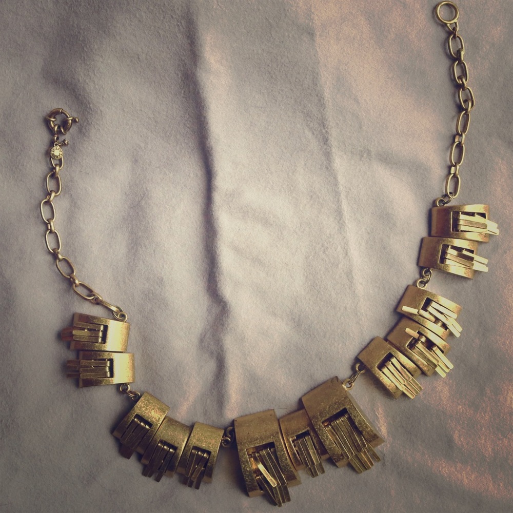 Jcrew Gold and Brass Plated Textured Necklace