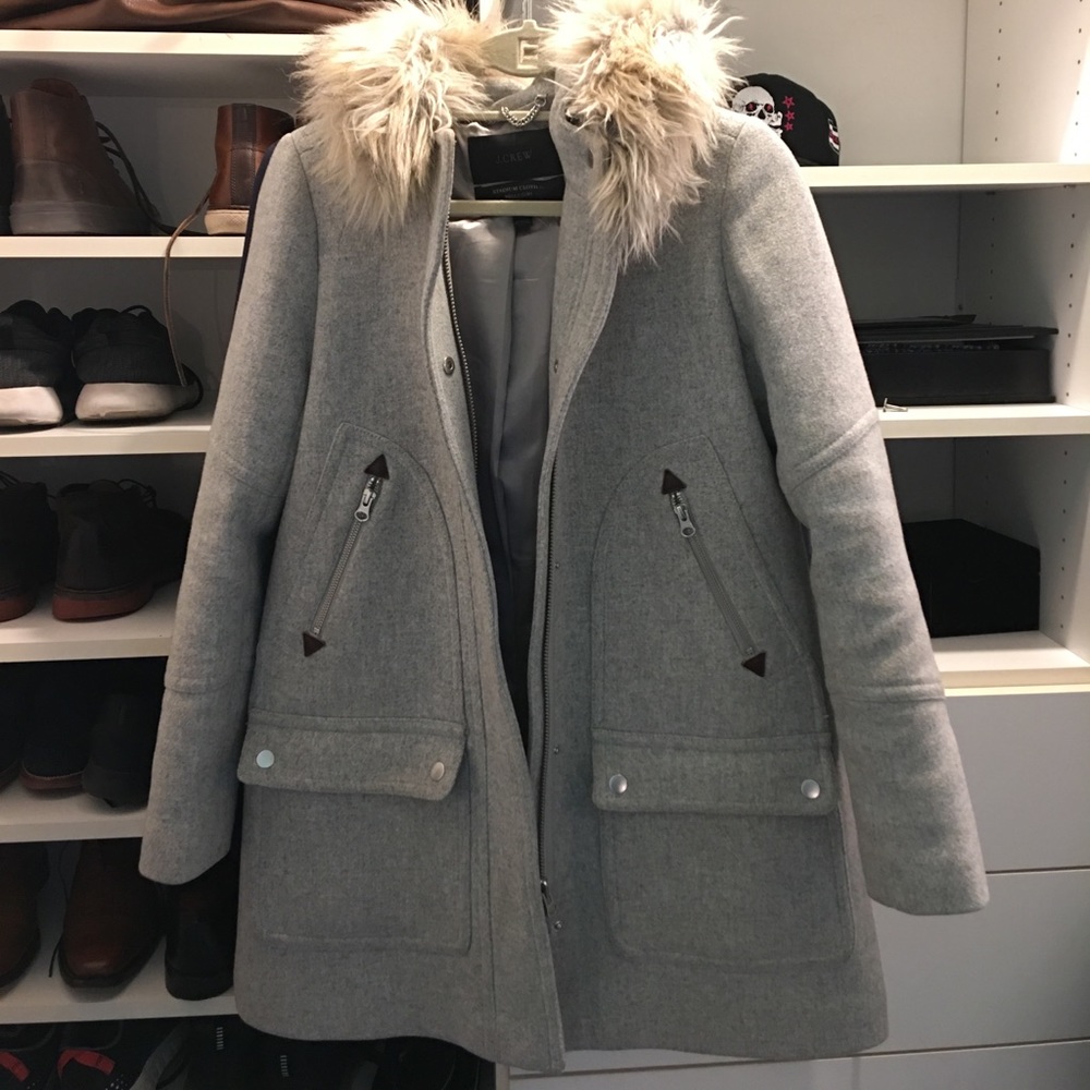 J. Crew Chateau parka in stadium-cloth size 2 gray