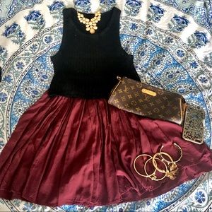 🔥NWOT BRANDY MELVILLE BURGUNDY SKATER SKIRT