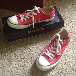 Authentic Red and White Converse Shoes size 8