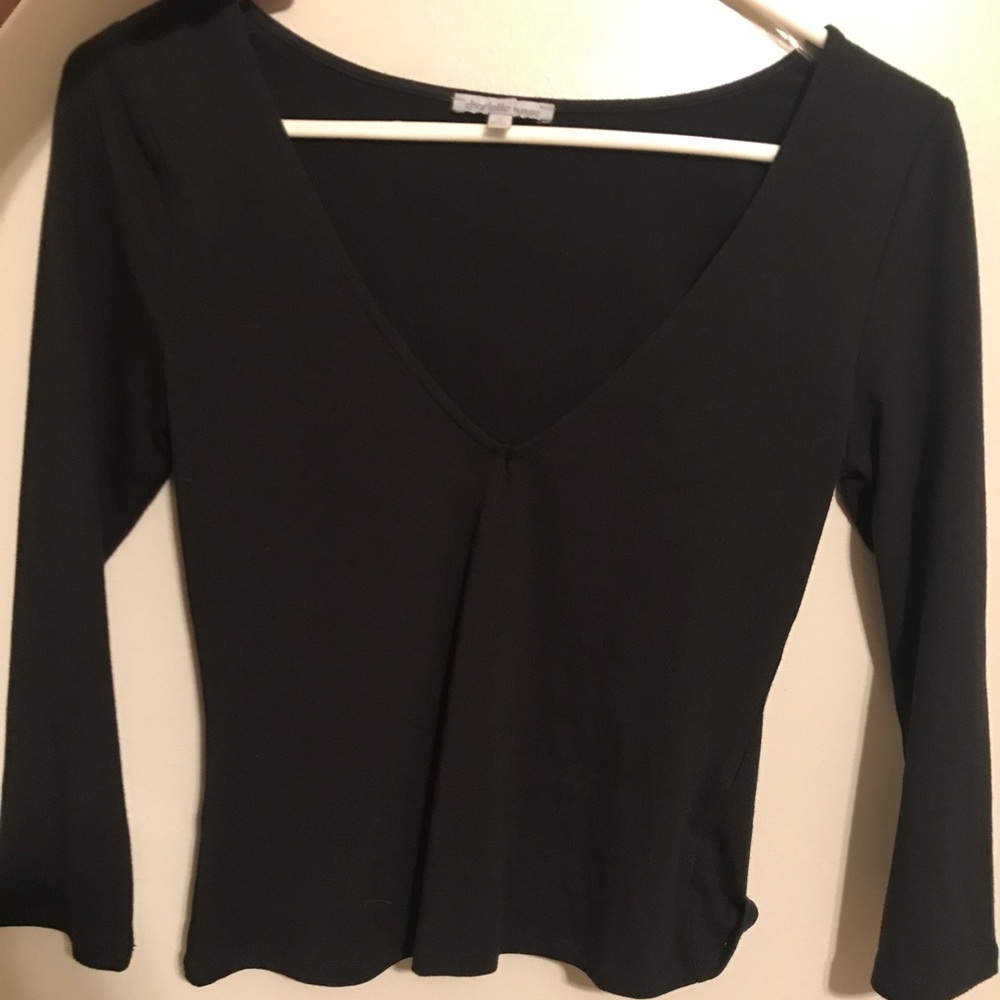Cropped long sleeve vneck
