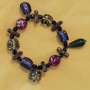 Colorful Art glass stretch bracelet,  gorgeous!