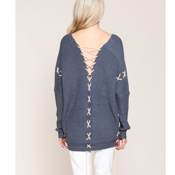 🔹1 Small Left 🔹Lace Up Pull Over Sweater - Picture 6 of 7