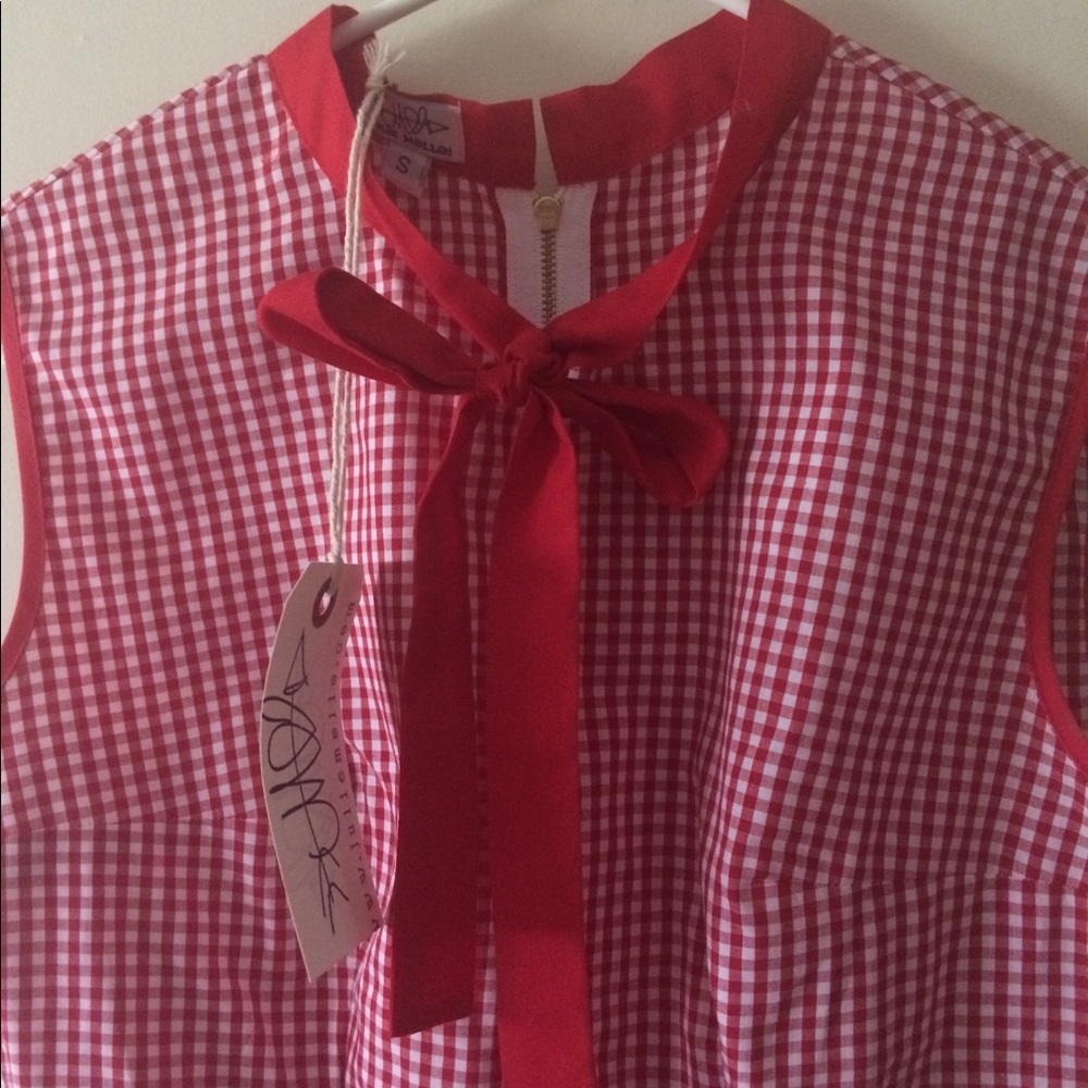 Julie Mollo Red Gingham Sleeveless Rockabilly Top - Picture 5 of 6