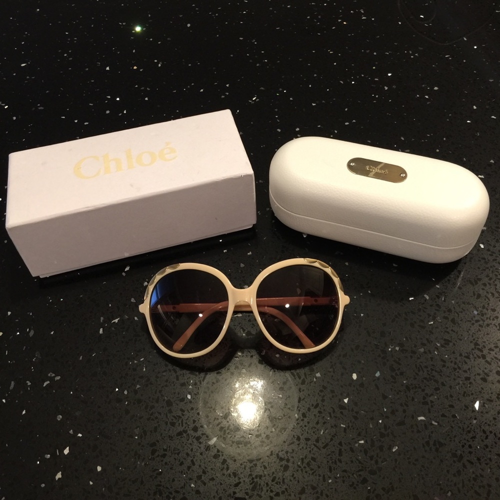 Chloe Ernie Scalloped Gold Oversized Sunglasses