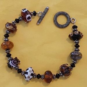 Shades of Autumn Art glass toggle bracelet