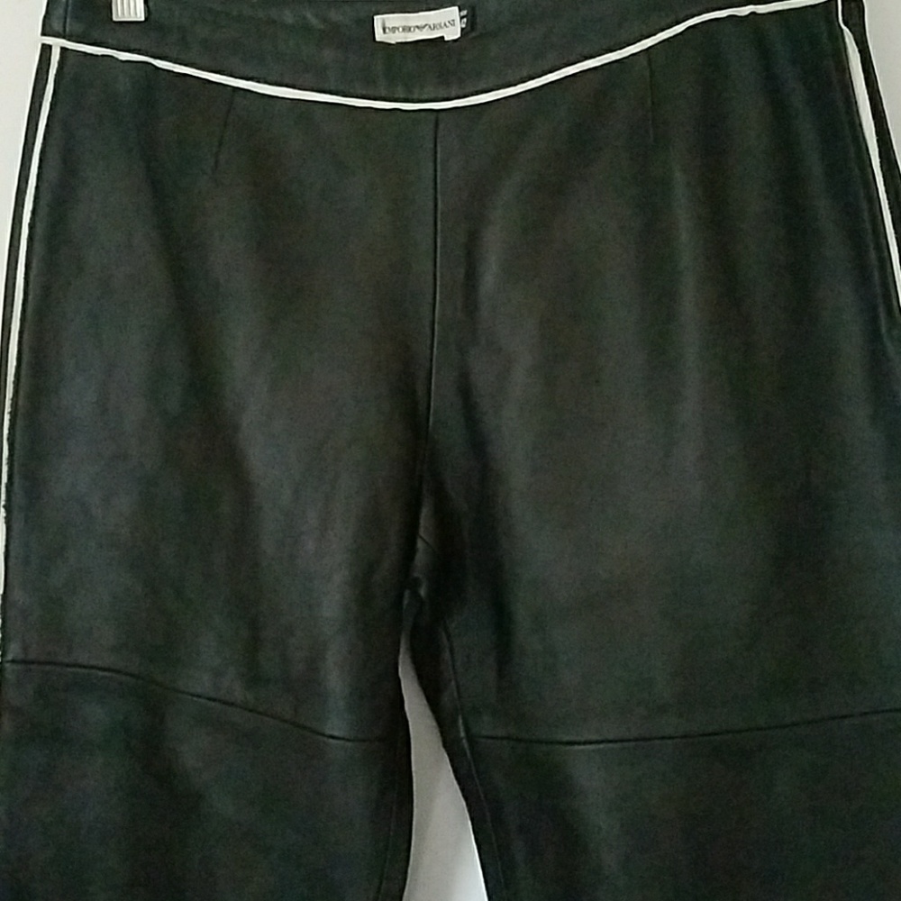 Vintage Armani black leather pants