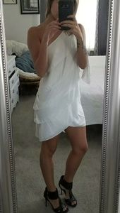 BCBG Generation XS white one shoulder dress