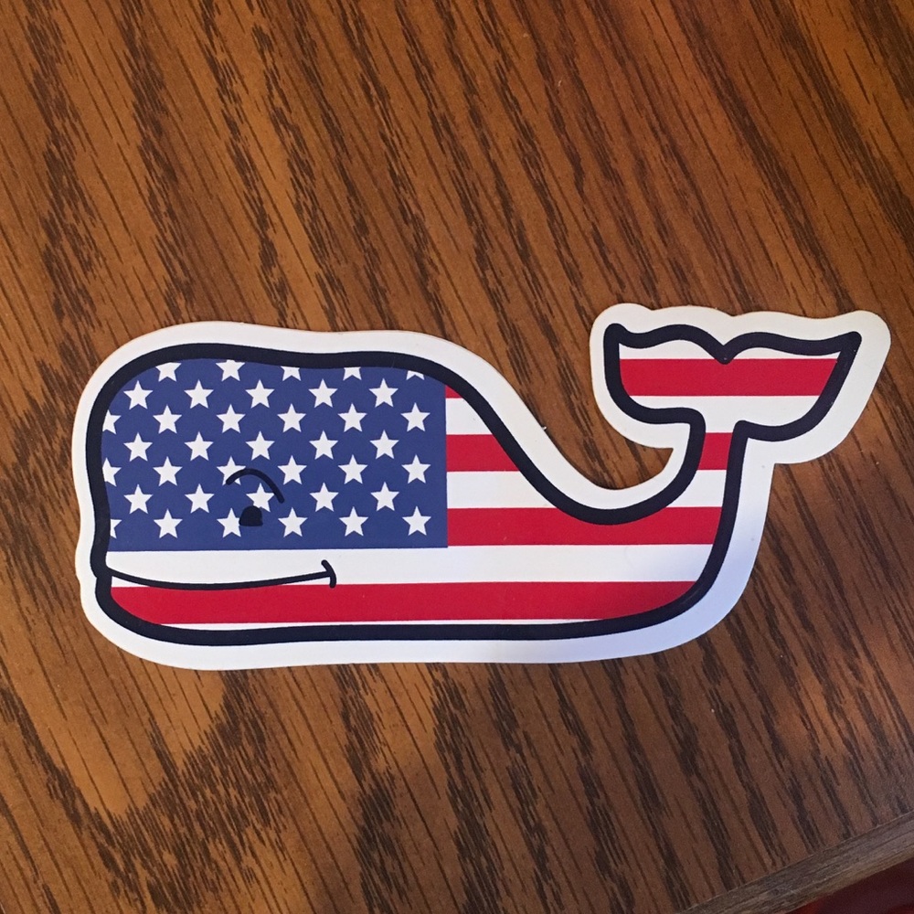 Vineyard Vines American Flag Whale Sticker