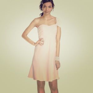 Short One Shoulder Crinkle Chiffon Dress