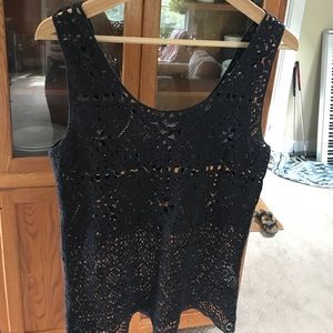 Jack Wills Crocheted navy tank