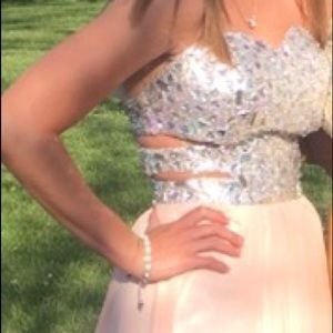 coral and silver 1 price prom dress