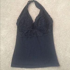Halter top with black lace