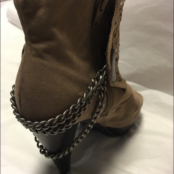BKE Triple Brass Chain, toggle Peep Toe Side Zip - Picture 2 of 6