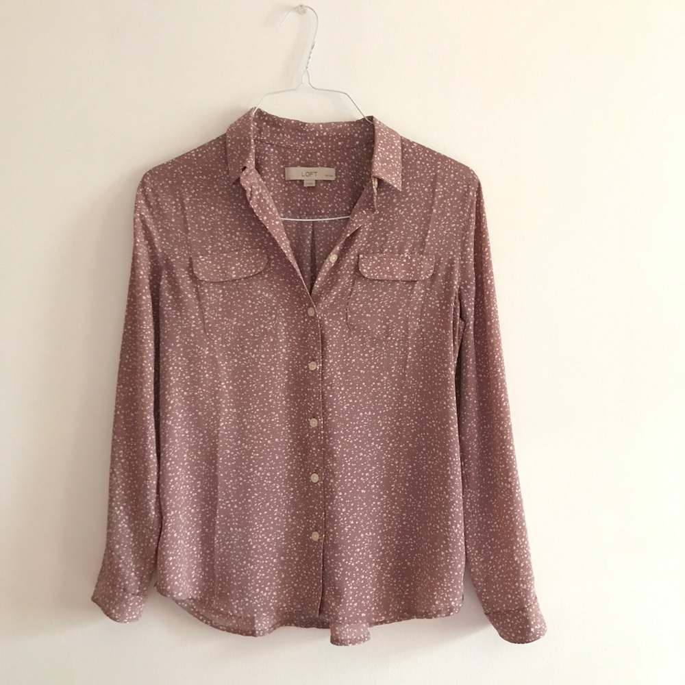 Ann Taylor Loft Pink Utility Shirt size S Petite