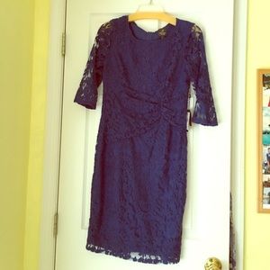 Marine blue lace dress brand new size 4