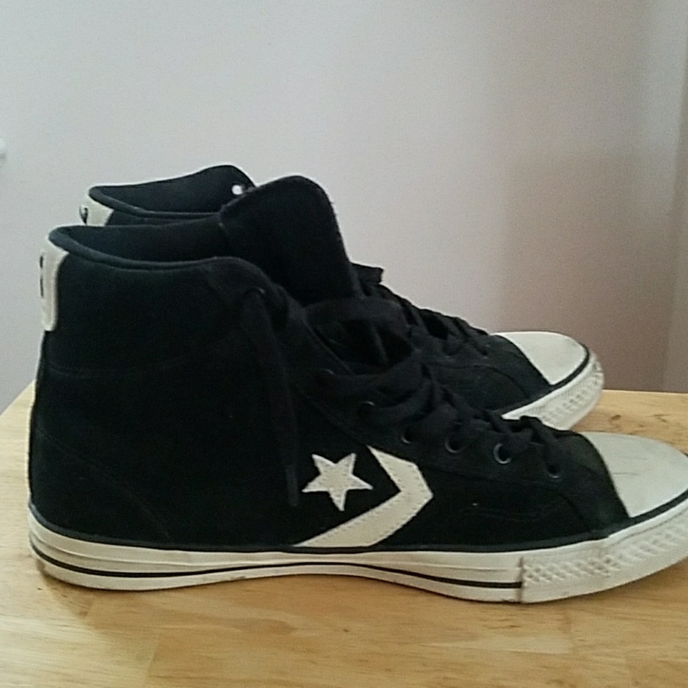 Black Suede Converse Hi-Top Sneakers