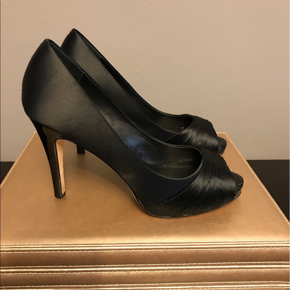 White House Black Market Satin Peep Toe Pumps