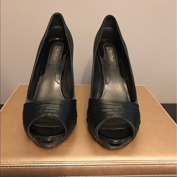 White House Black Market Satin Peep Toe Pumps - Picture 2 of 8