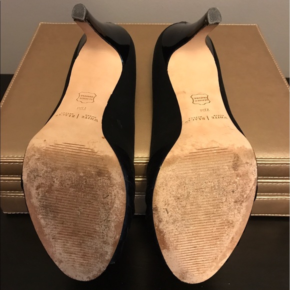 White House Black Market Satin Peep Toe Pumps - Picture 5 of 8