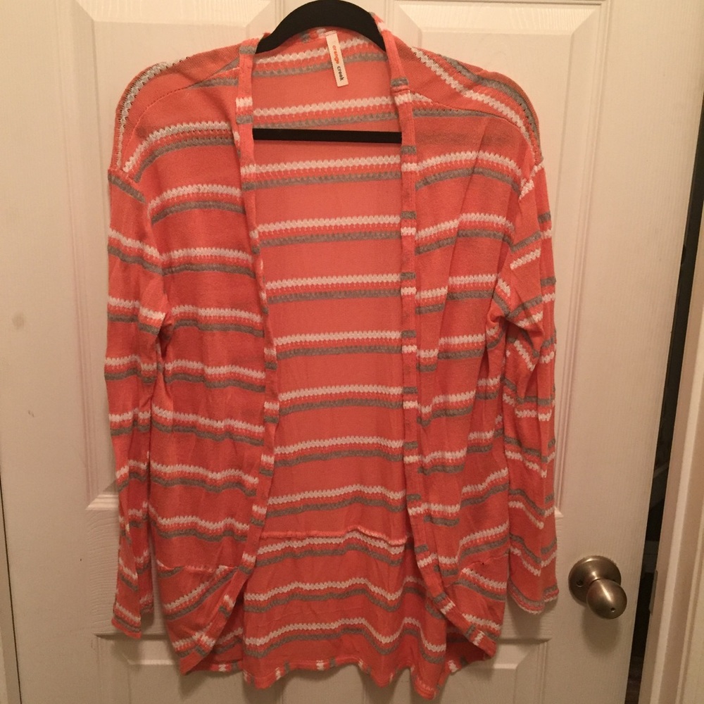 LIKE NEW Coral Cardigan with stripes