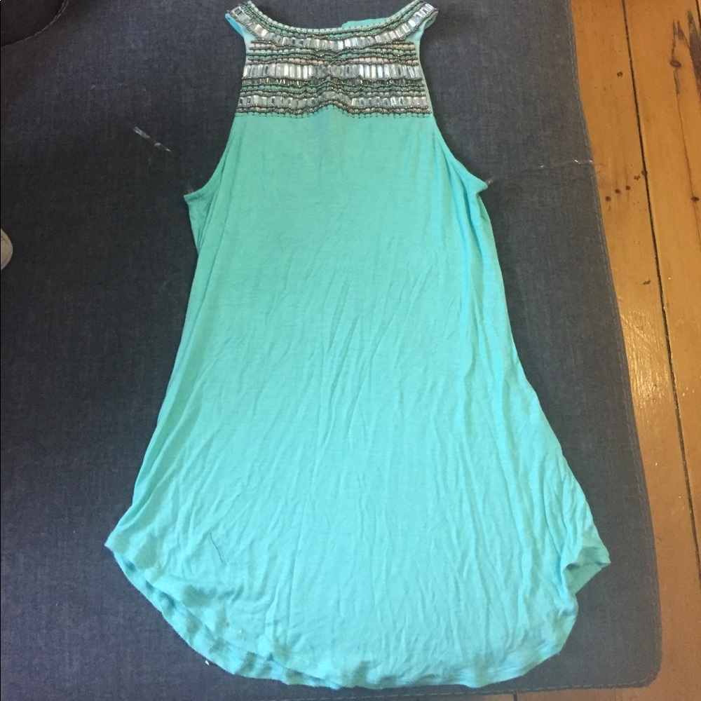 Venus high neck tank top with gemstone detail