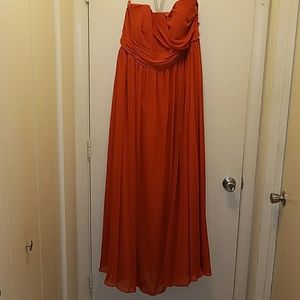 Burnt orange bridesmaid gown