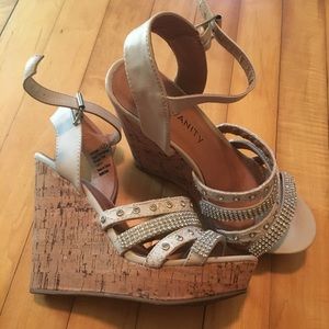 Vanity studded nude wedges