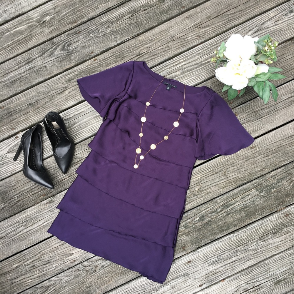 Short-Sleeve Mini Dress in Plum