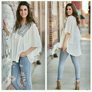 Ivory embroidered tunic