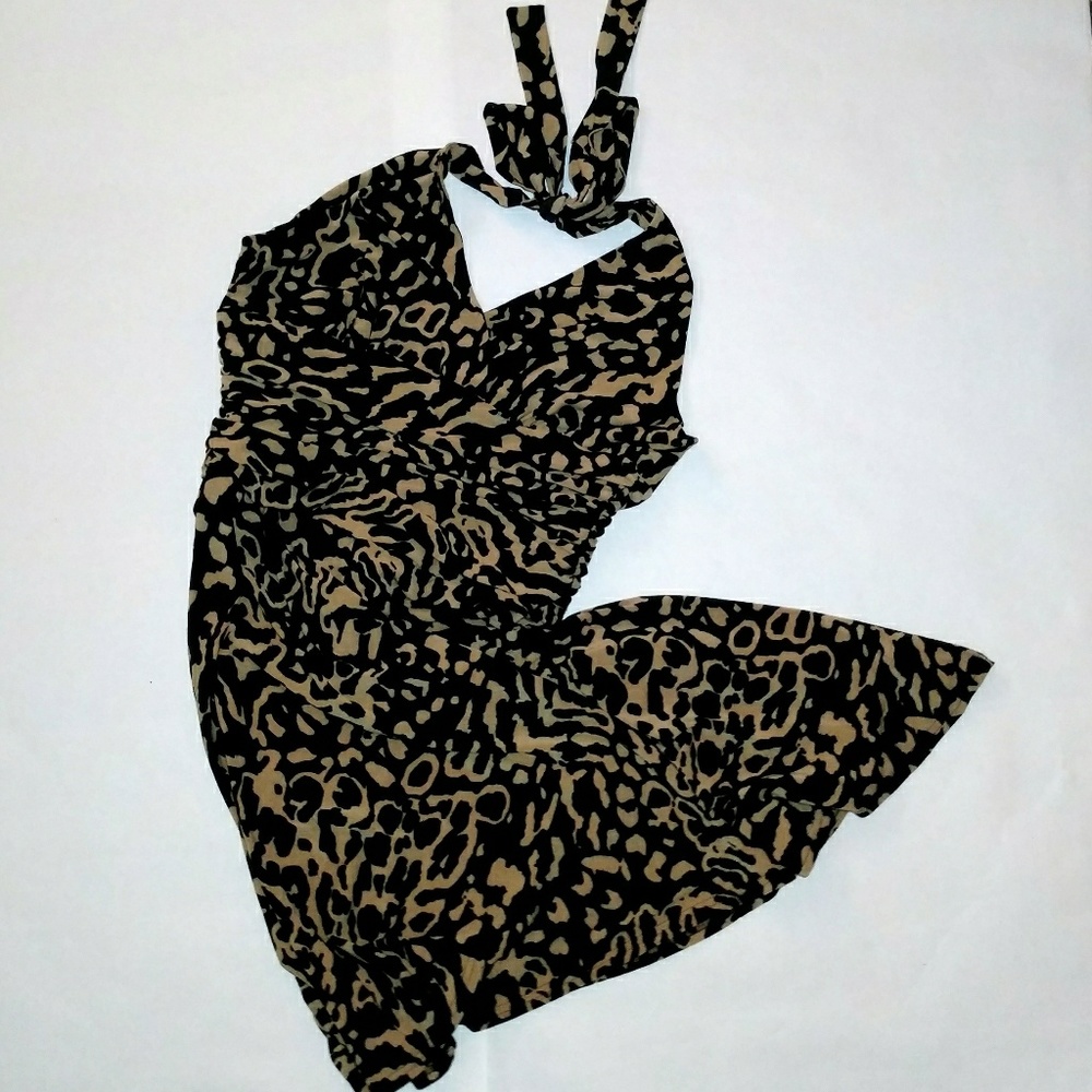 NWOT Jones New York V Neck Leopard Halter Dress